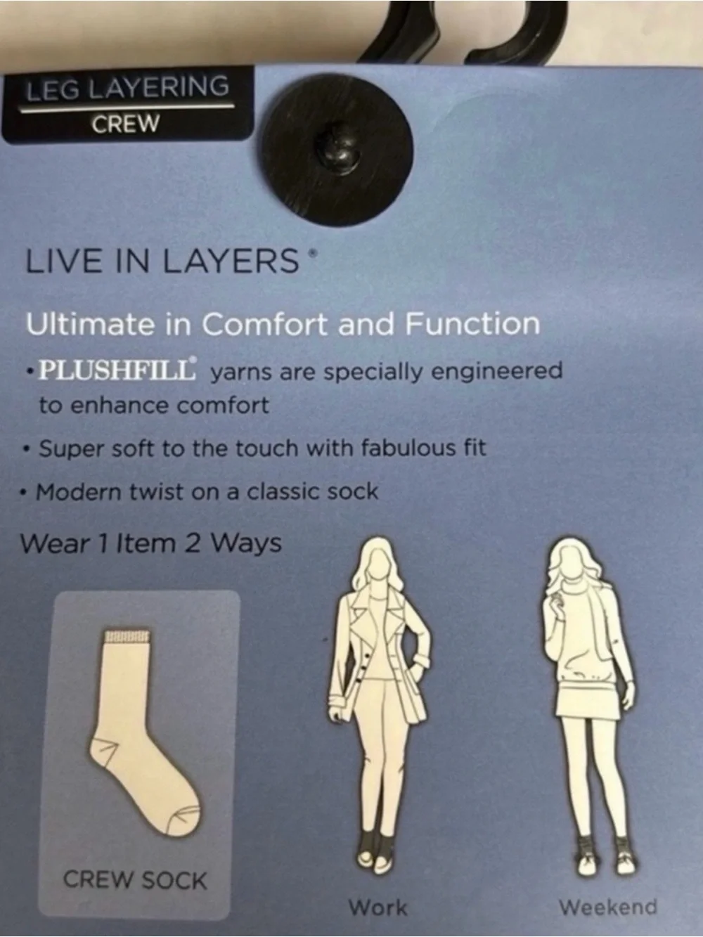 New Cuddl Duds Socks Women’s 2 Pair Black & White Soft Leg Layering Crew Casual